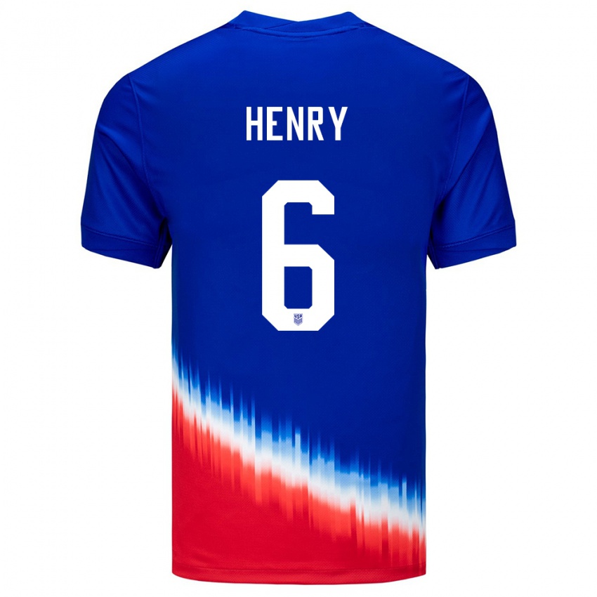 Herren Vereinigte Staaten Kobi Henry #6 Blau Auswärtstrikot Trikot 24-26 T-Shirt Österreich