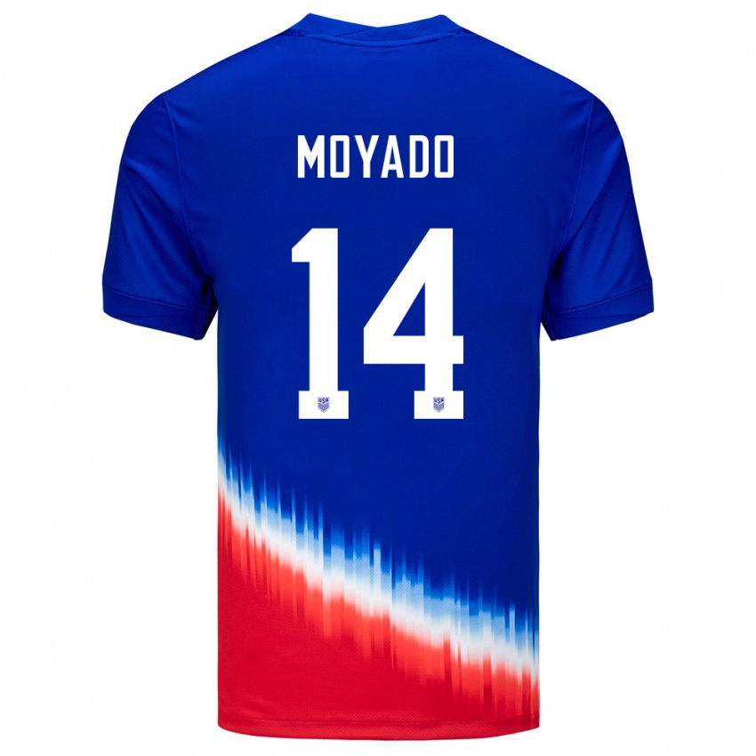 Herren Vereinigte Staaten Bryan Moyado #14 Blau Auswärtstrikot Trikot 24-26 T-Shirt Österreich