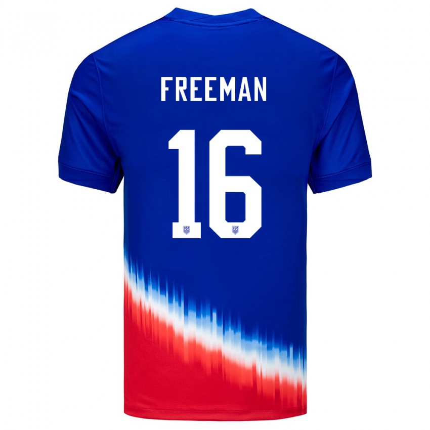 Herren Vereinigte Staaten Alex Freeman #16 Blau Auswärtstrikot Trikot 24-26 T-Shirt Österreich