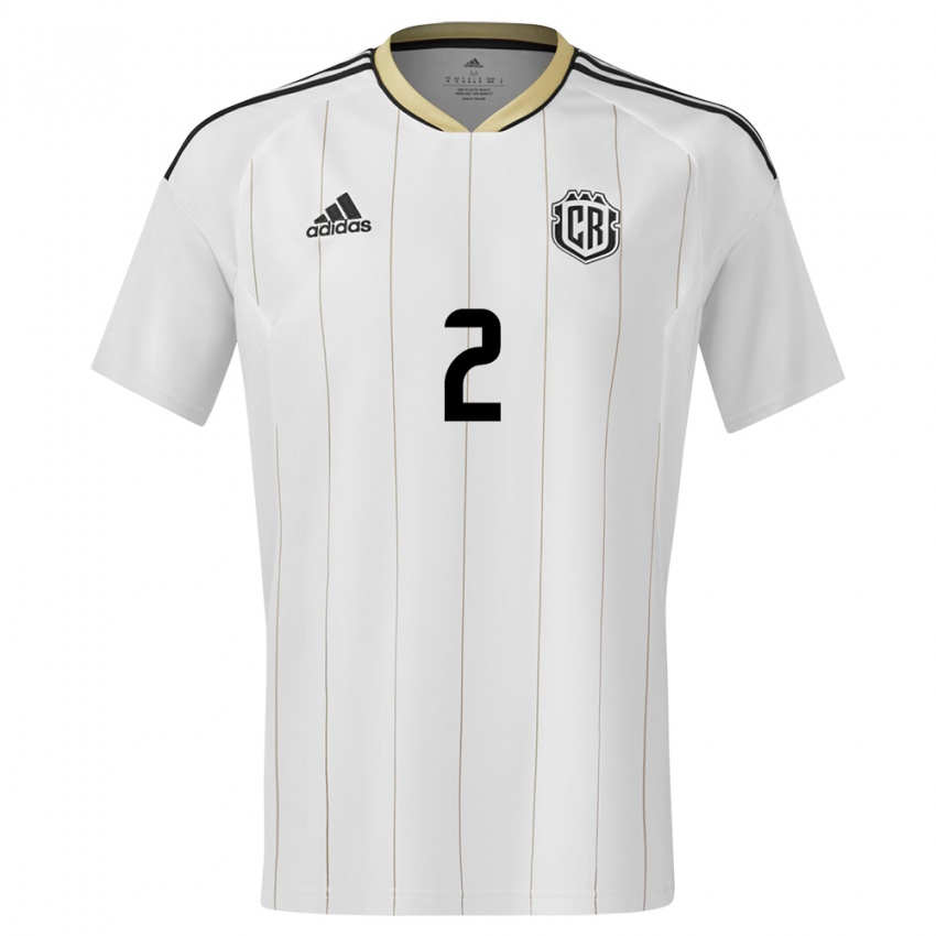 Herren Costa Rica Daniel Chacon #2 Weiß Auswärtstrikot Trikot 24-26 T-Shirt Österreich