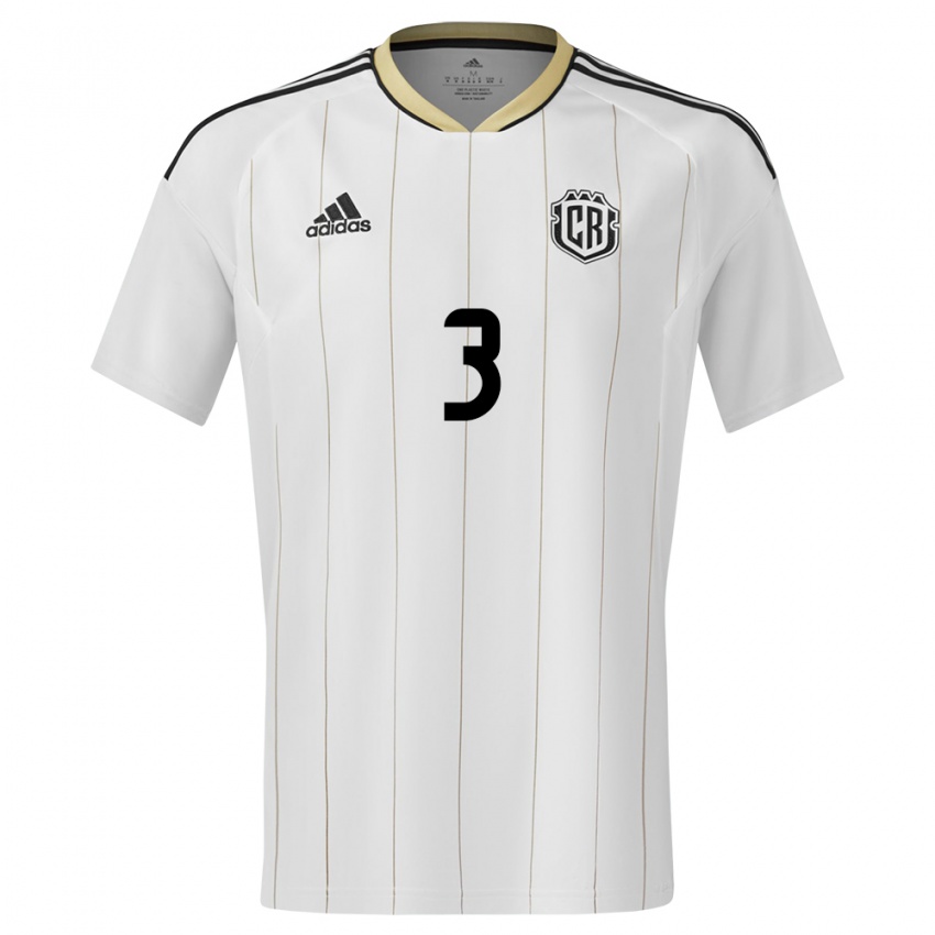 Herren Costa Rica Douglas Sequeira #3 Weiß Auswärtstrikot Trikot 24-26 T-Shirt Österreich