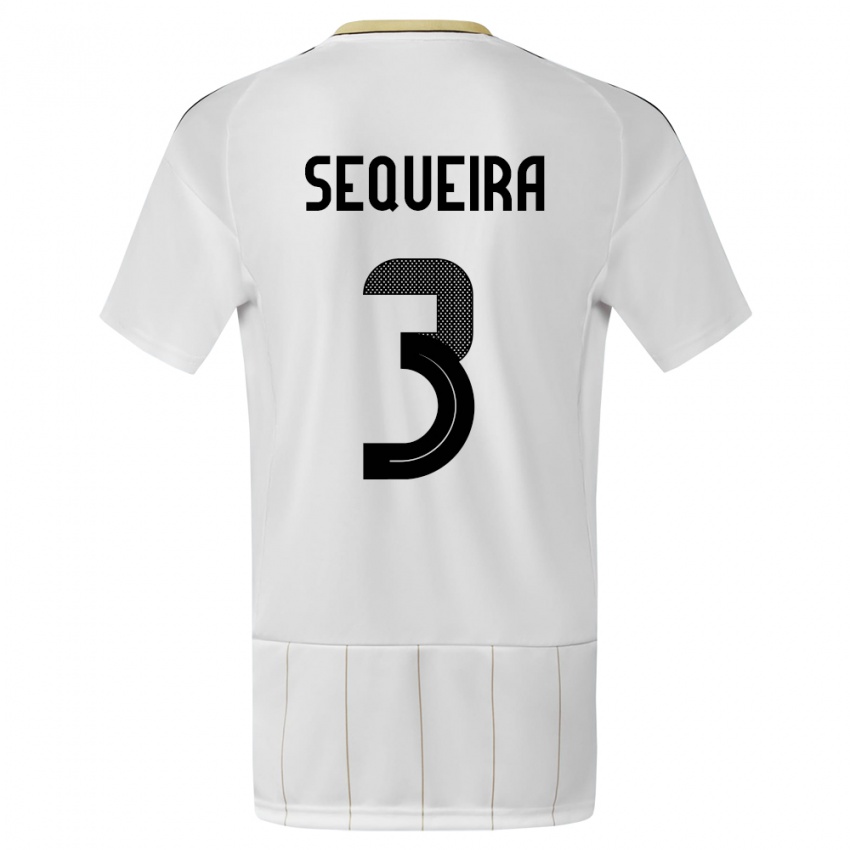 Herren Costa Rica Douglas Sequeira #3 Weiß Auswärtstrikot Trikot 24-26 T-Shirt Österreich