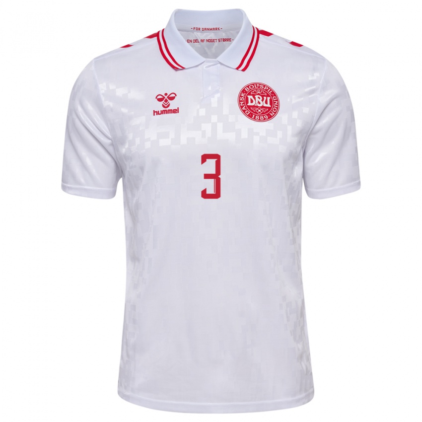 Herren Dänemark Rasmus Carstensen #3 Weiß Auswärtstrikot Trikot 24-26 T-Shirt Österreich
