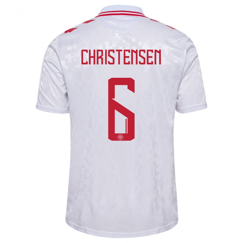 Herren Dänemark Andreas Christensen #6 Weiß Auswärtstrikot Trikot 24-26 T-Shirt Österreich