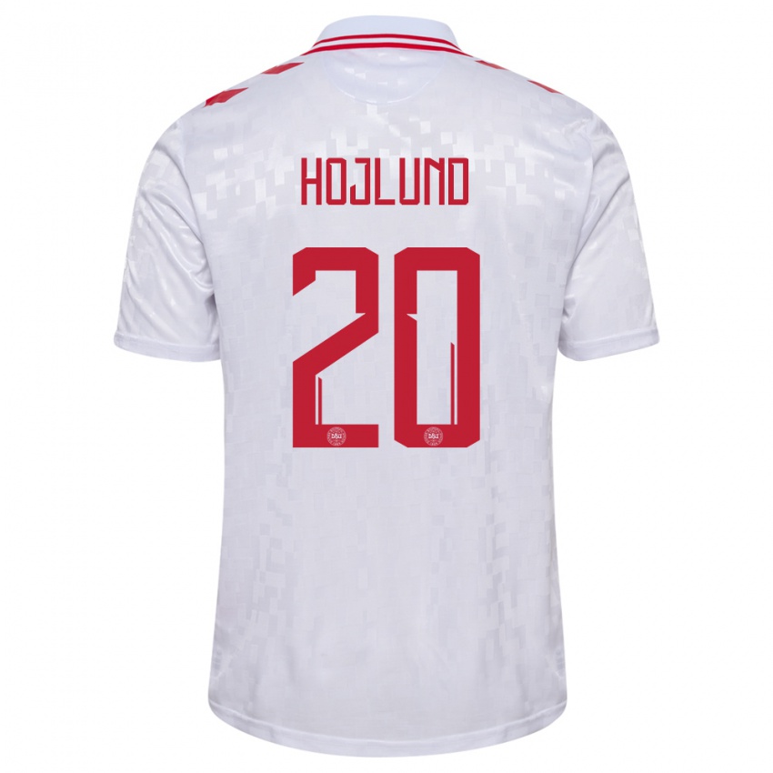 Herren Dänemark Rasmus Hojlund #20 Weiß Auswärtstrikot Trikot 24-26 T-Shirt Österreich