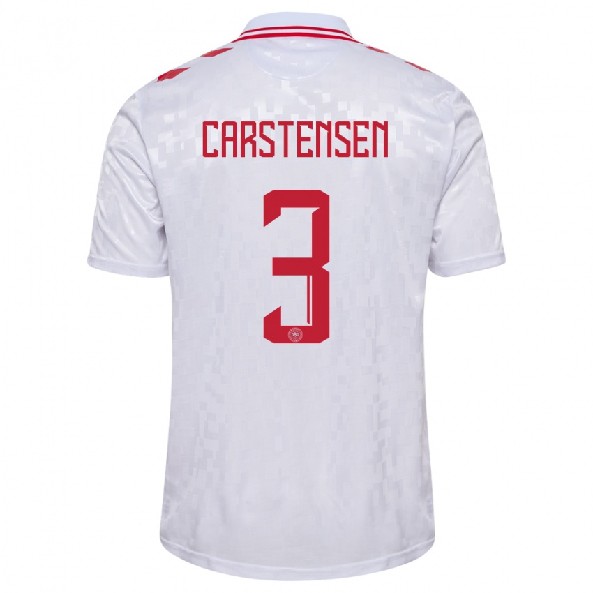 Herren Dänemark Rasmus Carstensen #3 Weiß Auswärtstrikot Trikot 24-26 T-Shirt Österreich