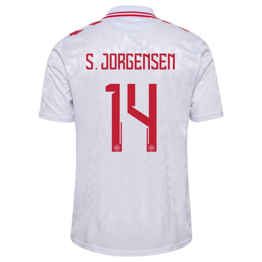 Herren Dänemark Sebastian Jorgensen #14 Weiß Auswärtstrikot Trikot 24-26 T-Shirt Österreich