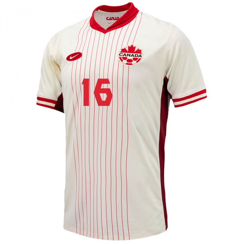 Herren Kanada Janine Beckie #16 Weiß Auswärtstrikot Trikot 24-26 T-Shirt Österreich