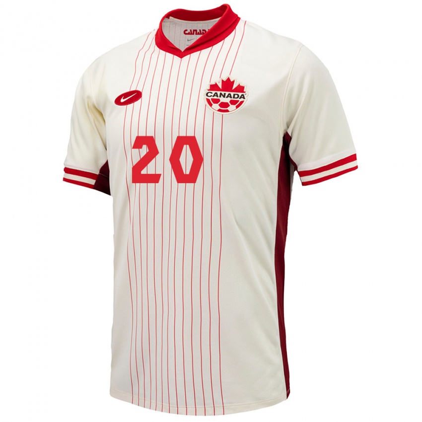 Herren Kanada Hugo Mbongue #20 Weiß Auswärtstrikot Trikot 24-26 T-Shirt Österreich