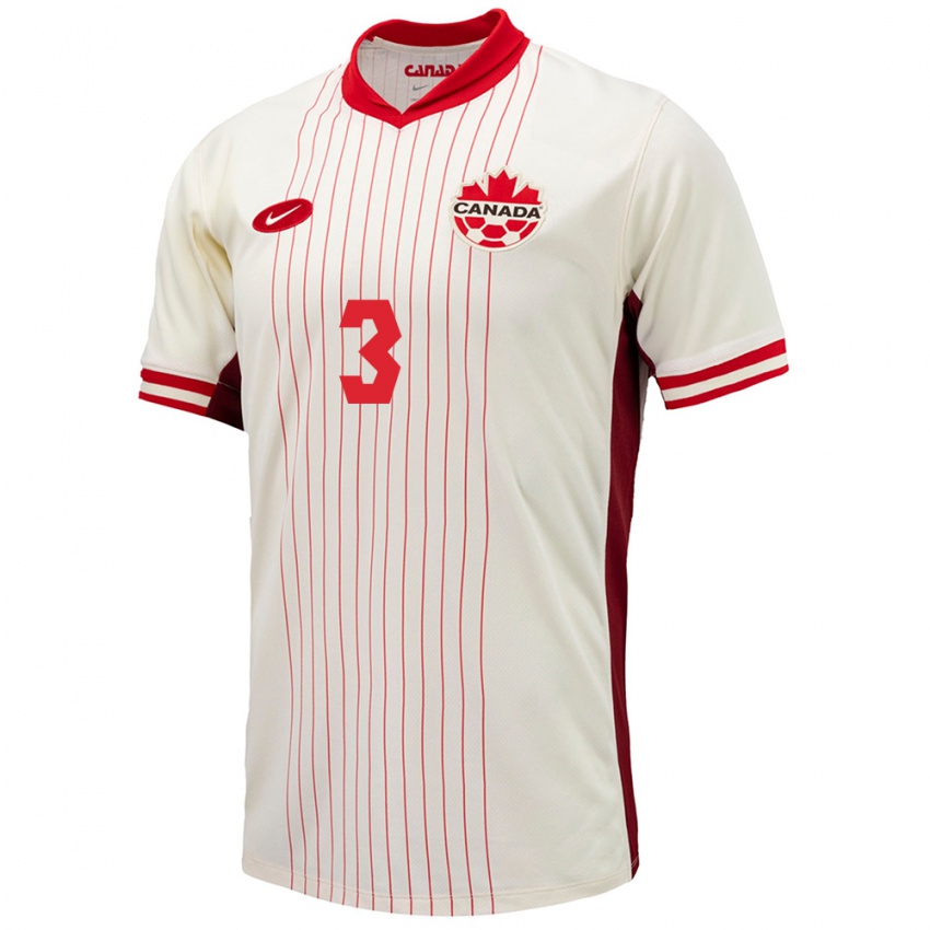 Herren Kanada Zorhan Bassong #3 Weiß Auswärtstrikot Trikot 24-26 T-Shirt Österreich