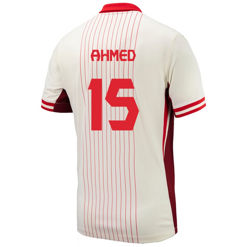 Herren Kanada Ali Ahmed #15 Weiß Auswärtstrikot Trikot 24-26 T-Shirt Österreich