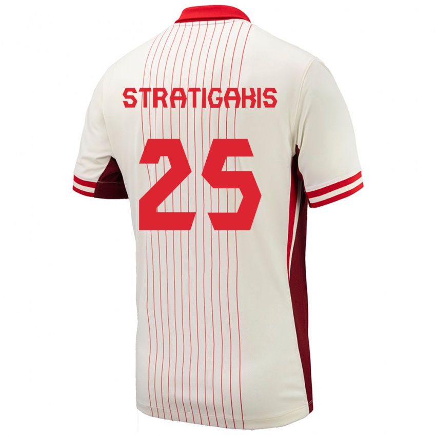 Herren Kanada Sarah Stratigakis #25 Weiß Auswärtstrikot Trikot 24-26 T-Shirt Österreich