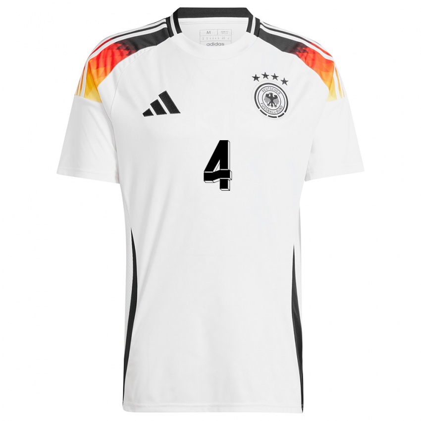 Damen Deutschland Jonathan Tah #4 Weiß Heimtrikot Trikot 24-26 T-Shirt Österreich