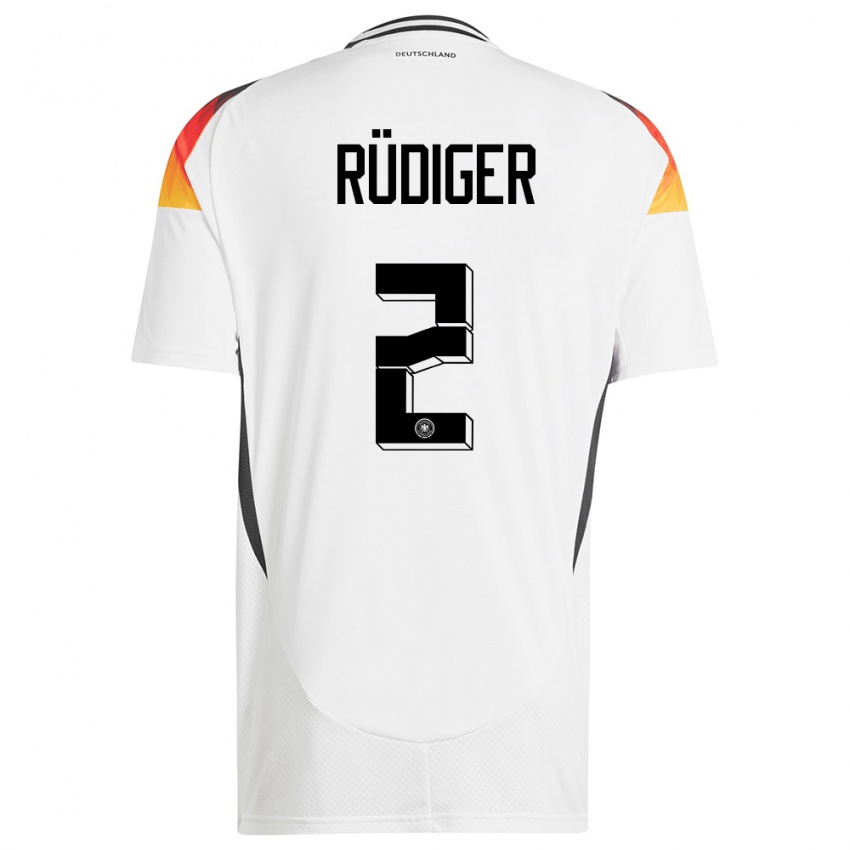 Damen Deutschland Antonio Rudiger #2 Weiß Heimtrikot Trikot 24-26 T-Shirt Österreich
