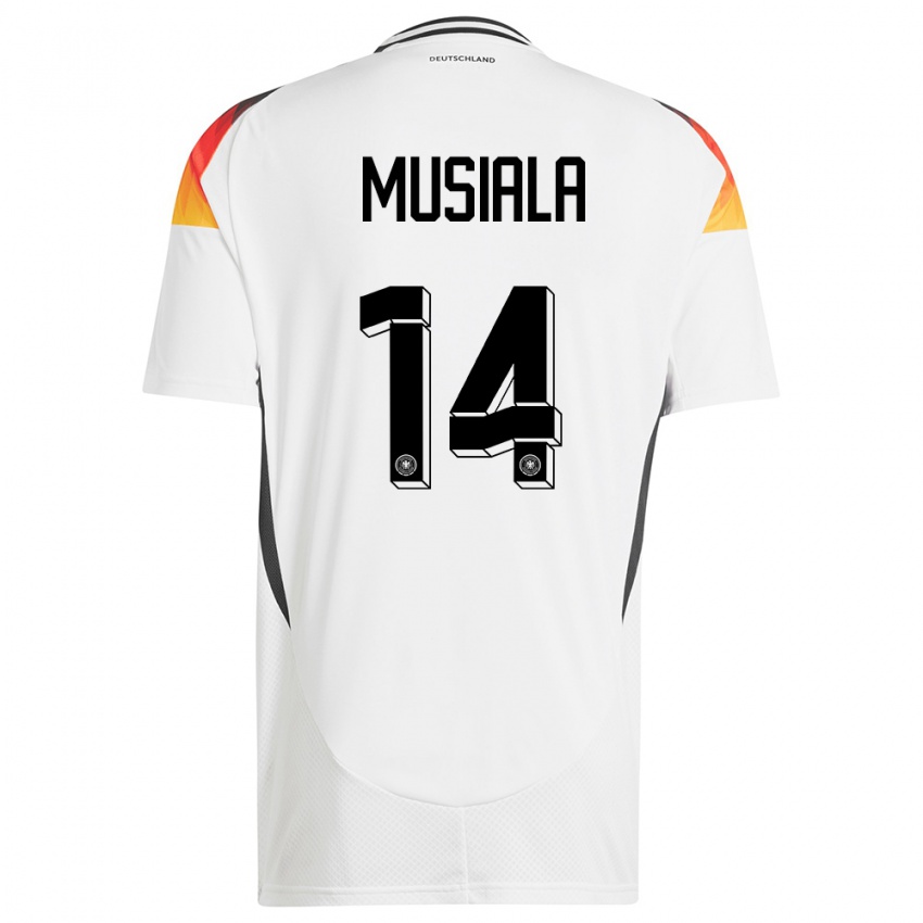 Damen Deutschland Jamal Musiala #14 Weiß Heimtrikot Trikot 24-26 T-Shirt Österreich