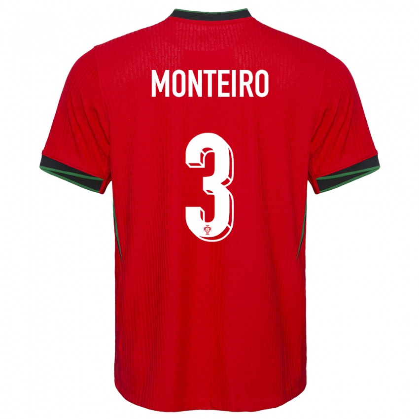 Damen Portugal Diogo Monteiro #3 Rot Heimtrikot Trikot 24-26 T-Shirt Österreich