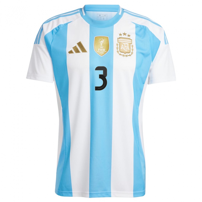 Damen Argentinien Tomas Silva #3 Weiß Blau Heimtrikot Trikot 24-26 T-Shirt Österreich