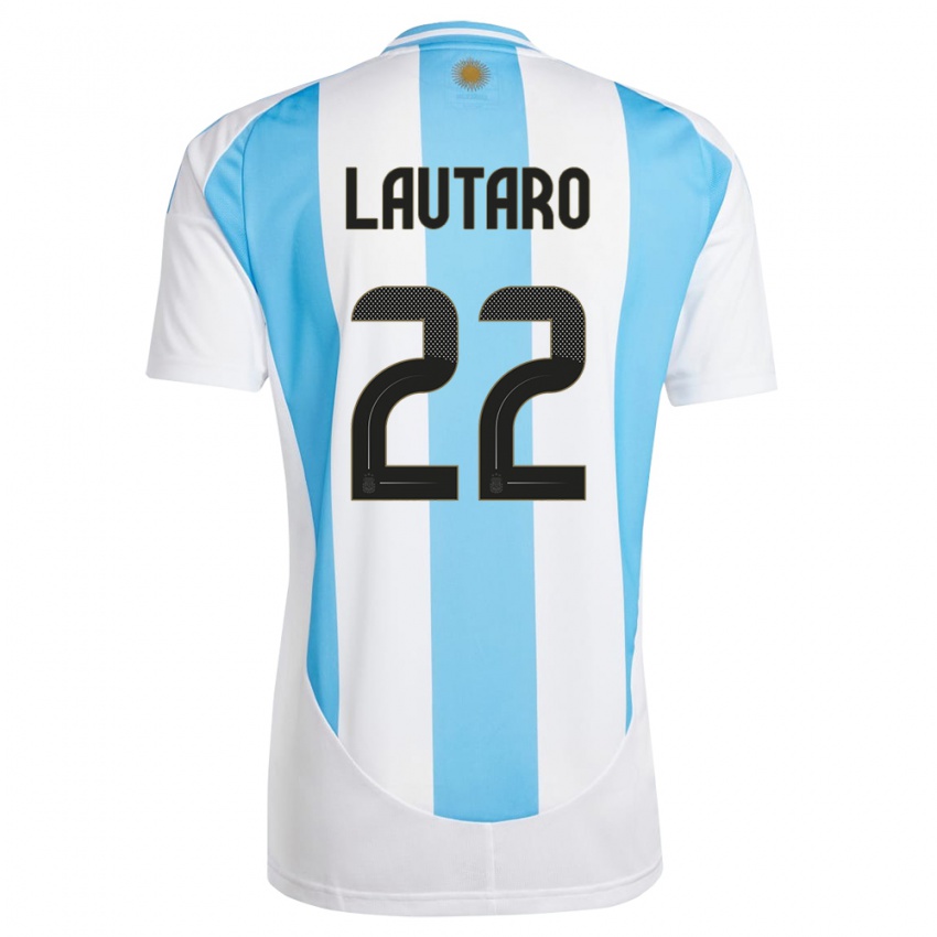 Damen Argentinien Lautaro Martinez #22 Weiß Blau Heimtrikot Trikot 24-26 T-Shirt Österreich