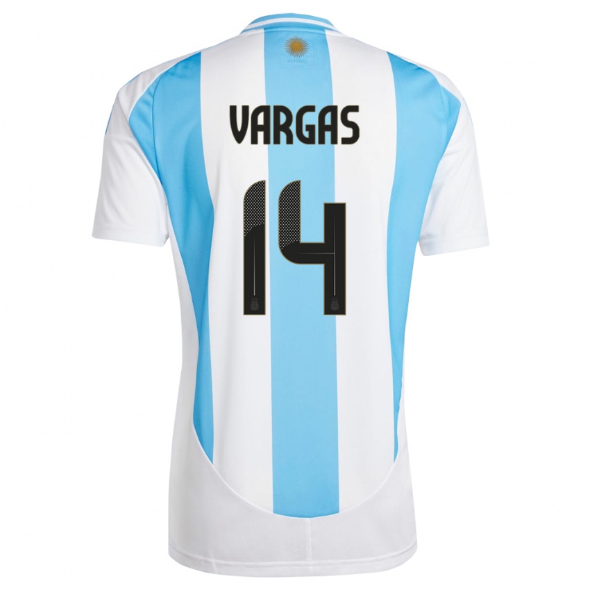 Damen Argentinien Agustina Vargas #14 Weiß Blau Heimtrikot Trikot 24-26 T-Shirt Österreich