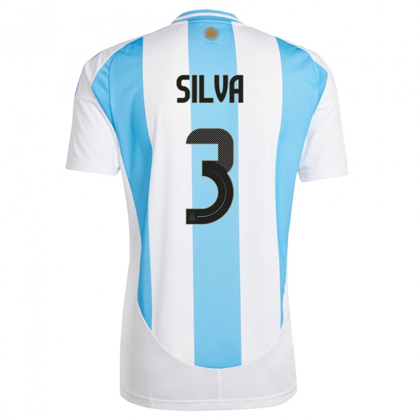 Damen Argentinien Tomas Silva #3 Weiß Blau Heimtrikot Trikot 24-26 T-Shirt Österreich