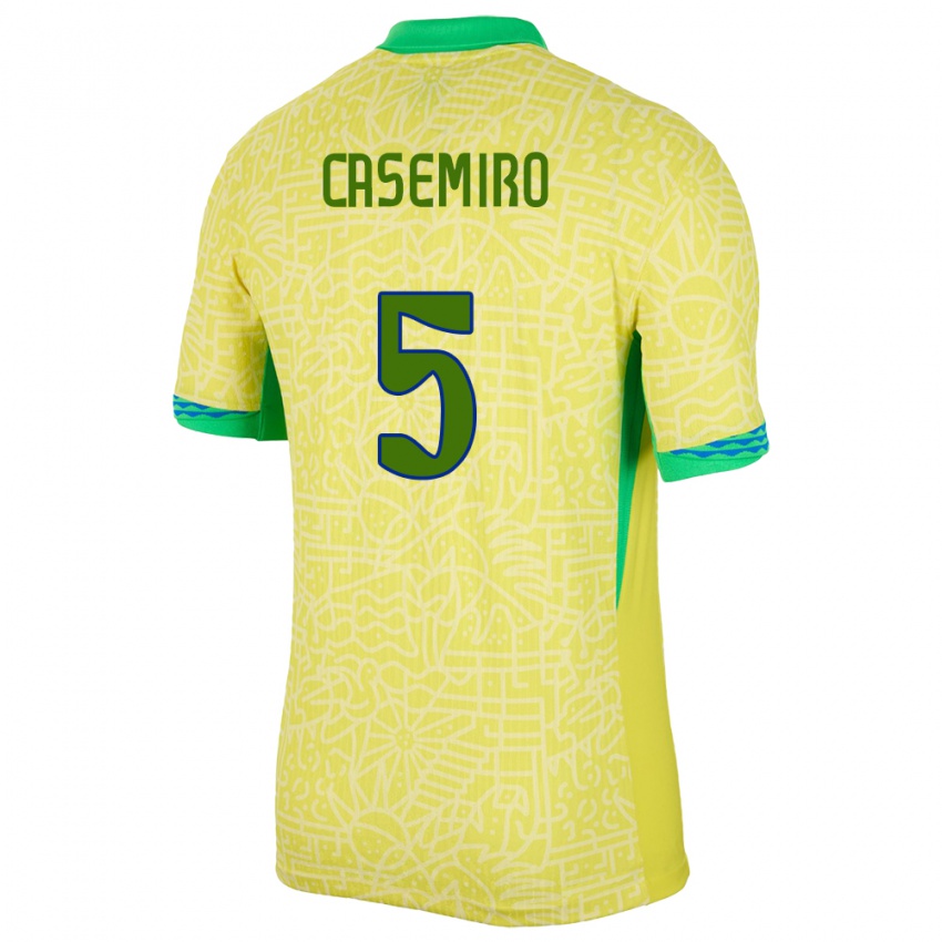 Damen Brasilien Casemiro #5 Gelb Heimtrikot Trikot 24-26 T-Shirt Österreich