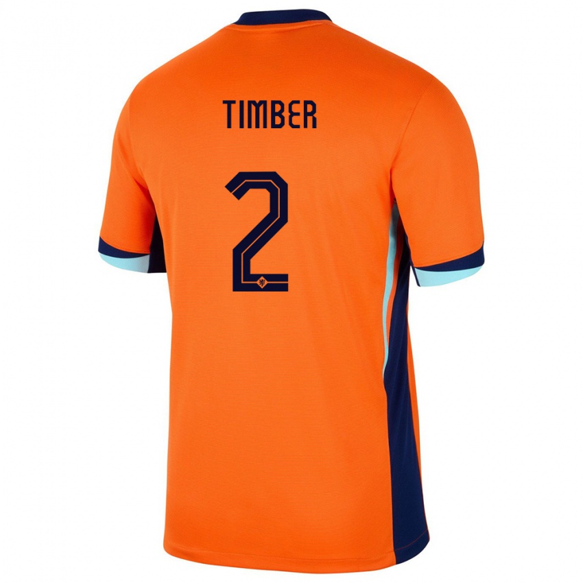 Damen Niederlande Jurrien Timber #2 Orange Heimtrikot Trikot 24-26 T-Shirt Österreich