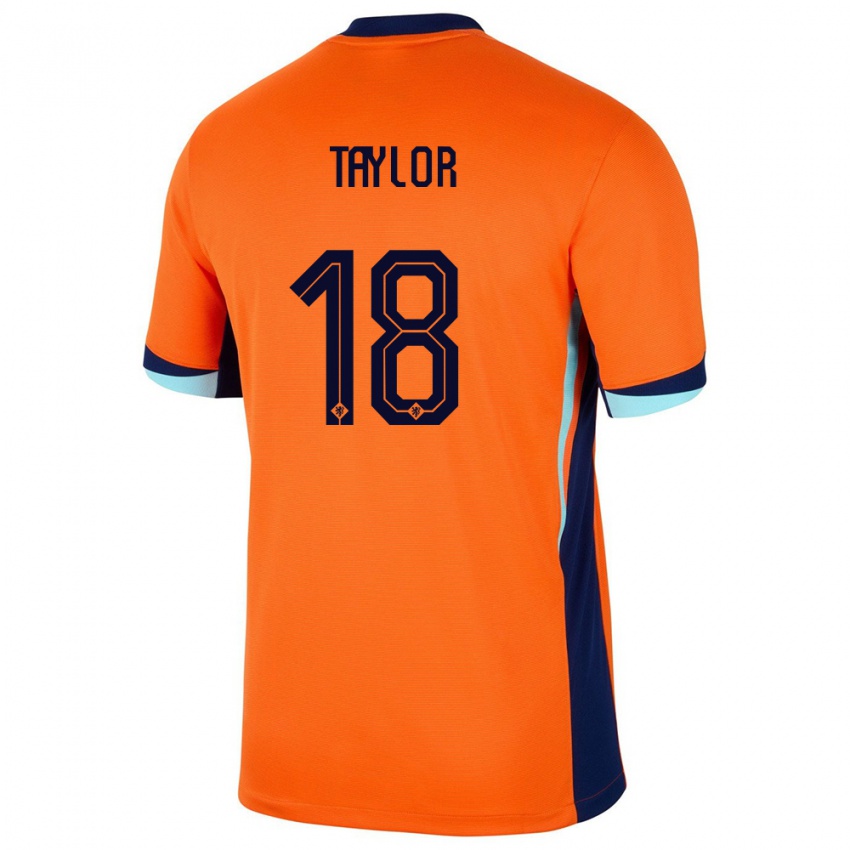 Damen Niederlande Kenneth Taylor #18 Orange Heimtrikot Trikot 24-26 T-Shirt Österreich