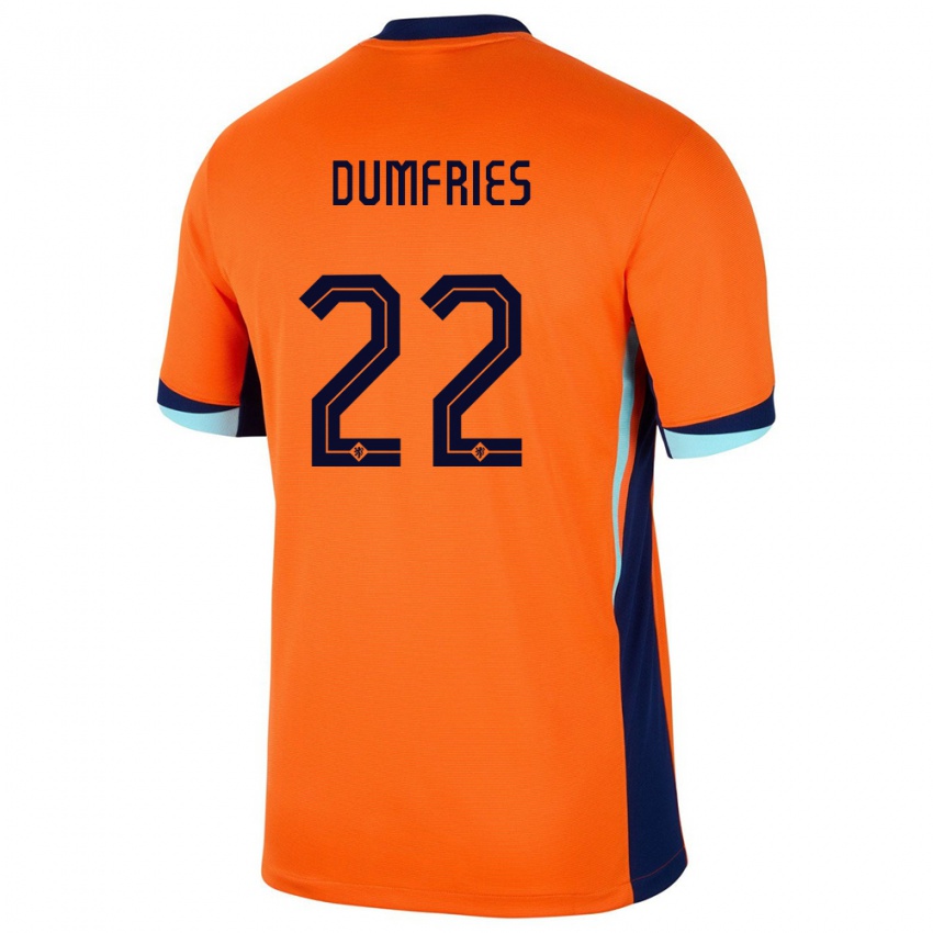 Damen Niederlande Denzel Dumfries #22 Orange Heimtrikot Trikot 24-26 T-Shirt Österreich