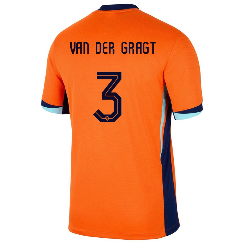 Damen Niederlande Stefanie Van Der Gragt #3 Orange Heimtrikot Trikot 24-26 T-Shirt Österreich