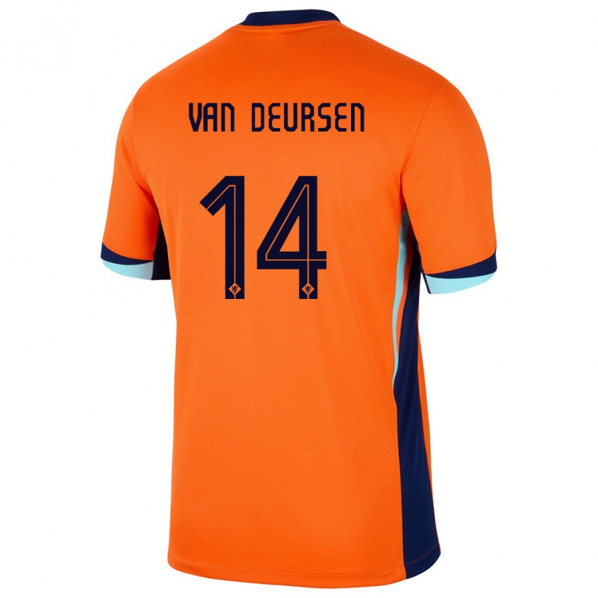 Damen Niederlande Eva Van Deursen #14 Orange Heimtrikot Trikot 24-26 T-Shirt Österreich
