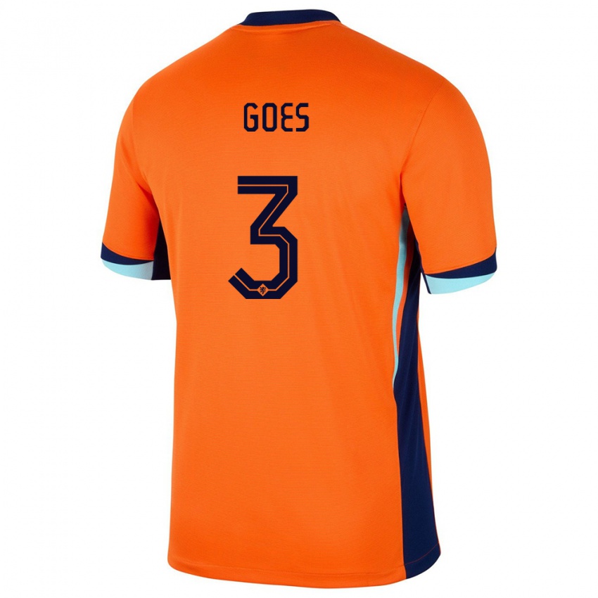 Damen Niederlande Wouter Goes #3 Orange Heimtrikot Trikot 24-26 T-Shirt Österreich