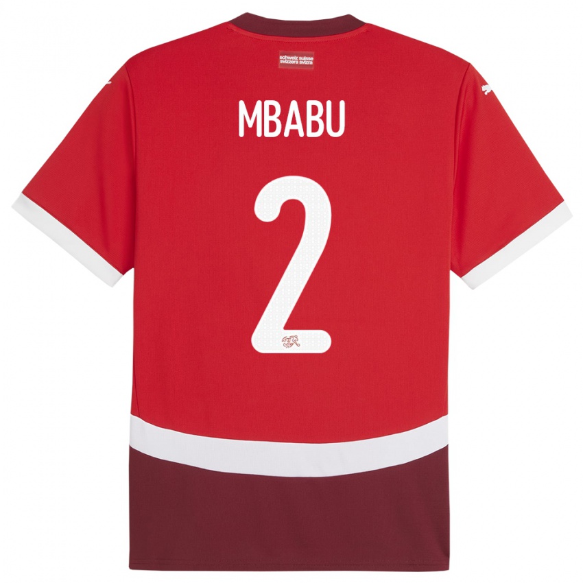 Damen Schweiz Kevin Mbabu #2 Rot Heimtrikot Trikot 24-26 T-Shirt Österreich