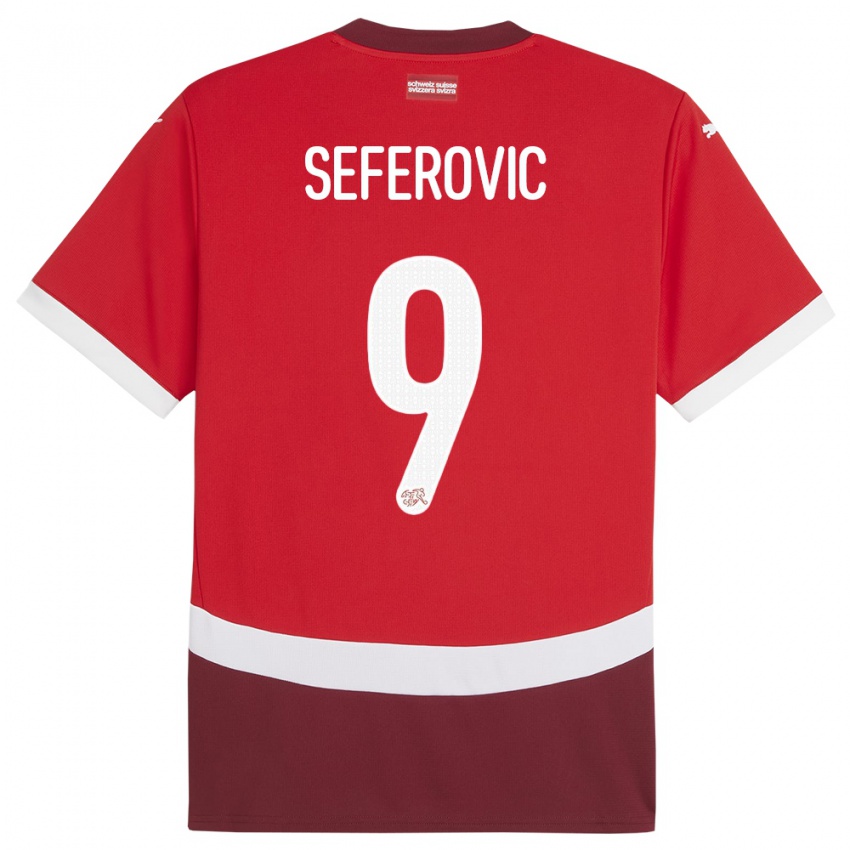 Damen Schweiz Haris Seferovic #9 Rot Heimtrikot Trikot 24-26 T-Shirt Österreich