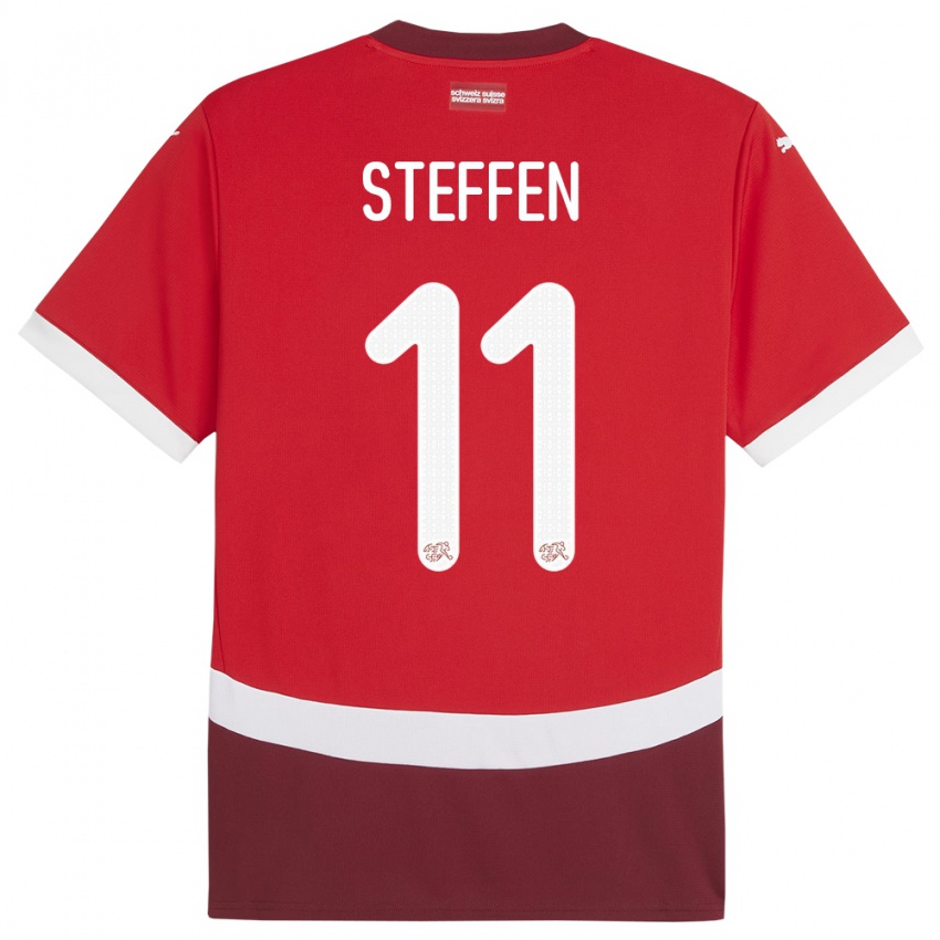 Damen Schweiz Renato Steffen #11 Rot Heimtrikot Trikot 24-26 T-Shirt Österreich