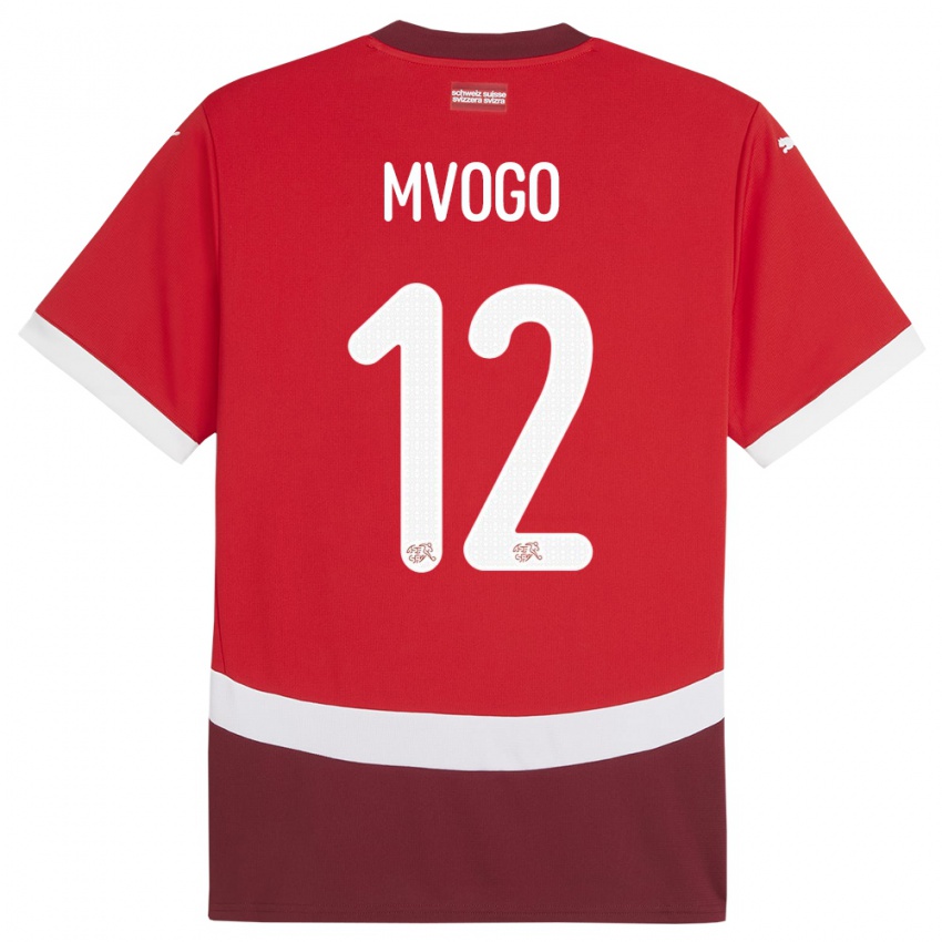 Damen Schweiz Yvon Mvogo #12 Rot Heimtrikot Trikot 24-26 T-Shirt Österreich