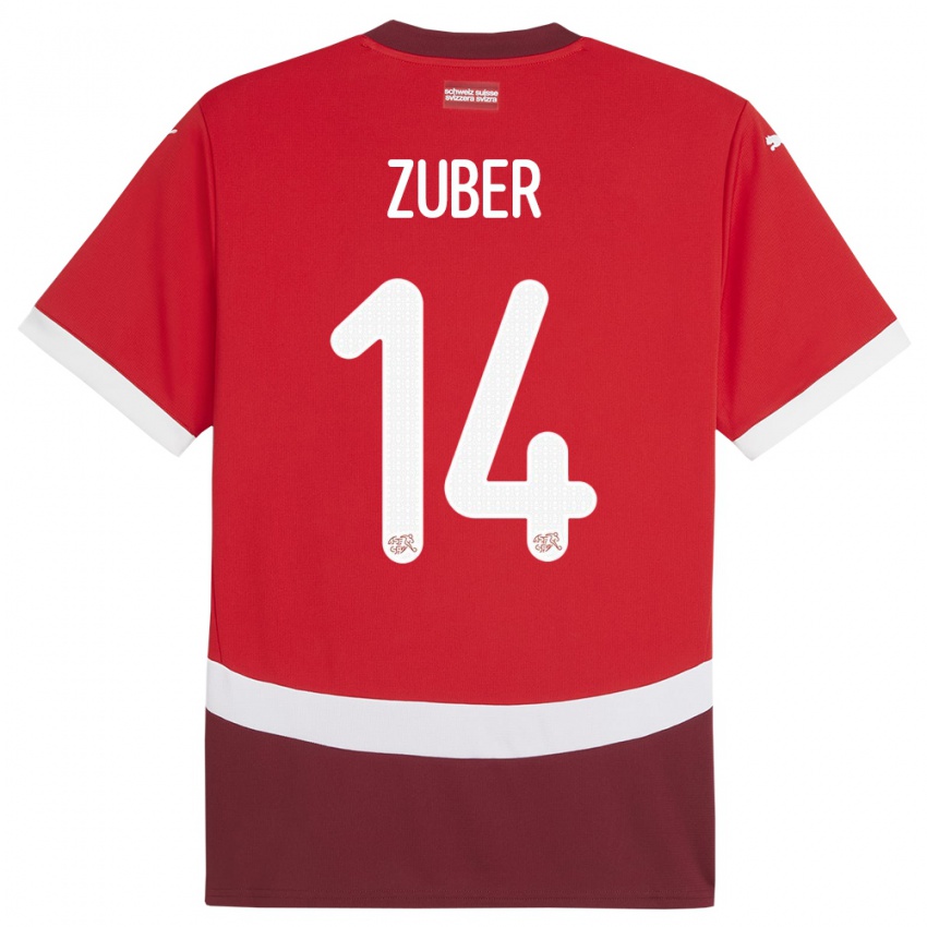 Damen Schweiz Steven Zuber #14 Rot Heimtrikot Trikot 24-26 T-Shirt Österreich