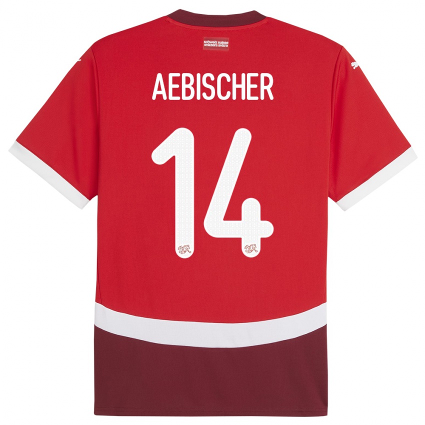 Damen Schweiz Michel Aebischer #14 Rot Heimtrikot Trikot 24-26 T-Shirt Österreich