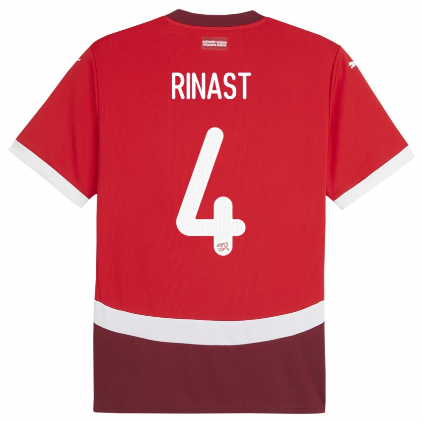 Damen Schweiz Rachel Rinast #4 Rot Heimtrikot Trikot 24-26 T-Shirt Österreich