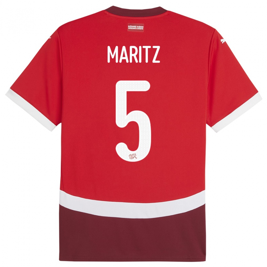 Damen Schweiz Noelle Maritz #5 Rot Heimtrikot Trikot 24-26 T-Shirt Österreich