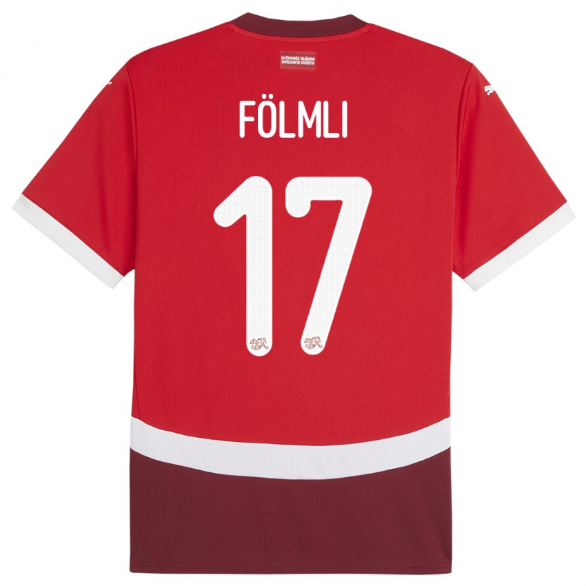 Damen Schweiz Svenja Folmli #17 Rot Heimtrikot Trikot 24-26 T-Shirt Österreich