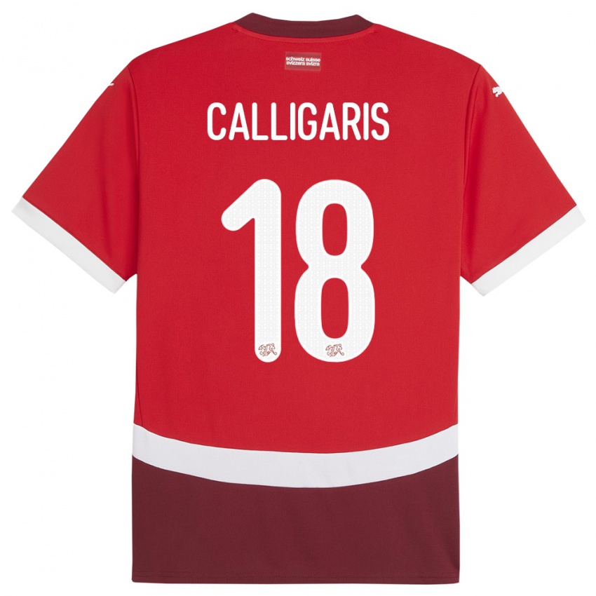 Damen Schweiz Viola Calligaris #18 Rot Heimtrikot Trikot 24-26 T-Shirt Österreich