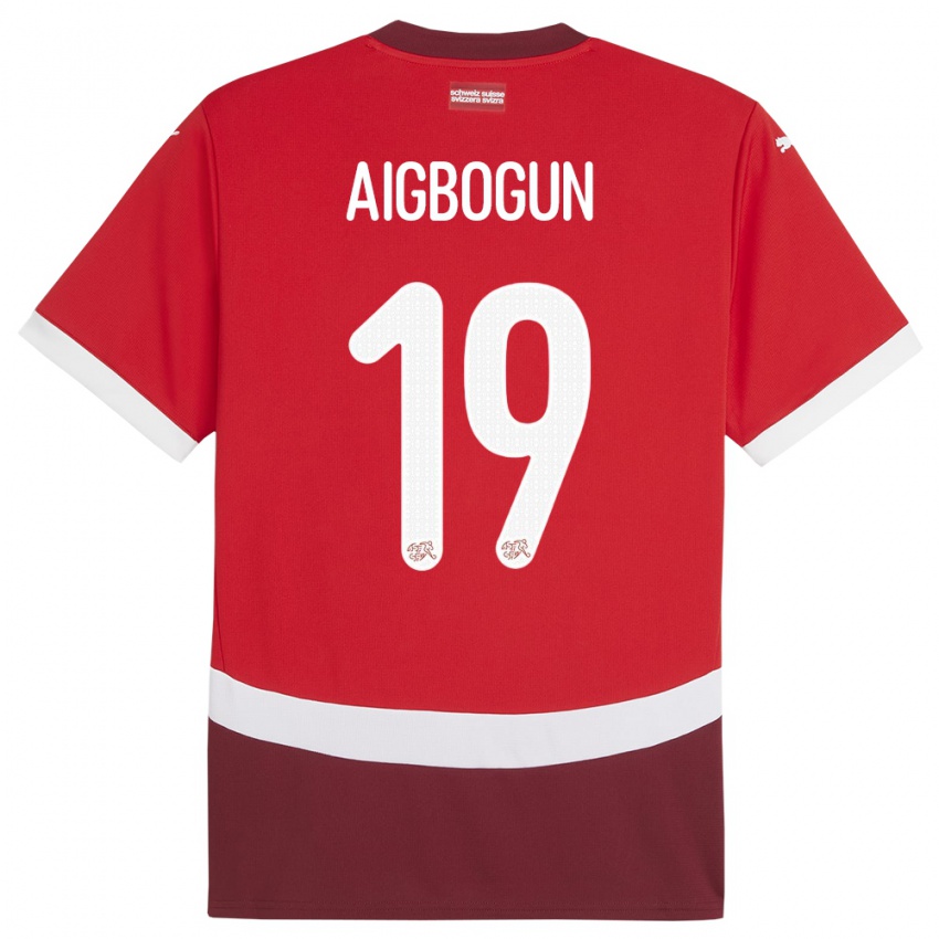 Damen Schweiz Eseosa Aigbogun #19 Rot Heimtrikot Trikot 24-26 T-Shirt Österreich
