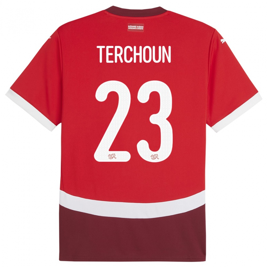 Damen Schweiz Meriame Terchoun #23 Rot Heimtrikot Trikot 24-26 T-Shirt Österreich