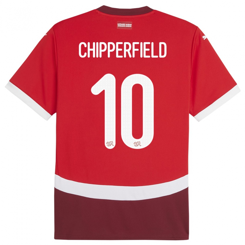 Damen Schweiz Liam Chipperfield #10 Rot Heimtrikot Trikot 24-26 T-Shirt Österreich