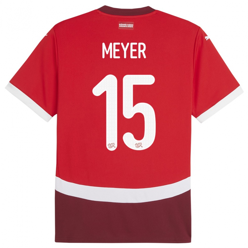 Damen Schweiz Leny Meyer #15 Rot Heimtrikot Trikot 24-26 T-Shirt Österreich