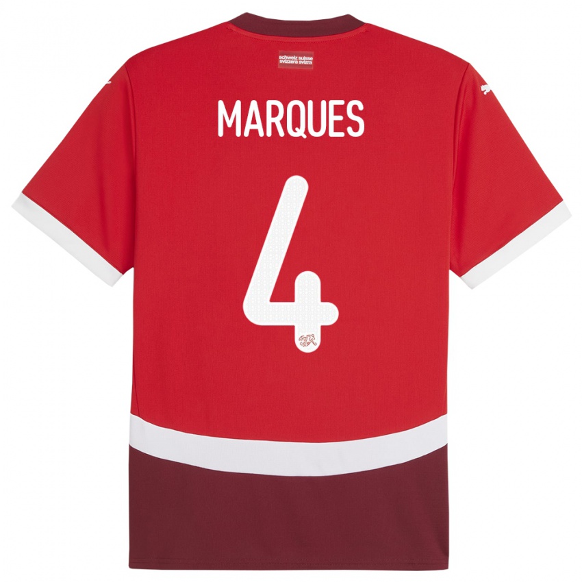 Damen Schweiz Christian Marques #4 Rot Heimtrikot Trikot 24-26 T-Shirt Österreich