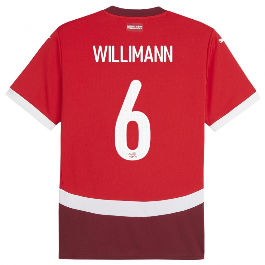 Damen Schweiz Mauricio Willimann #6 Rot Heimtrikot Trikot 24-26 T-Shirt Österreich