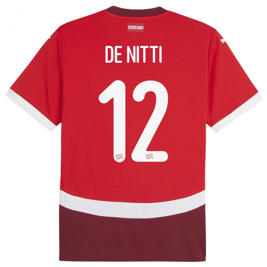 Damen Schweiz Gianni De Nitti #12 Rot Heimtrikot Trikot 24-26 T-Shirt Österreich