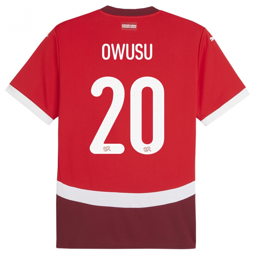Damen Schweiz Tyron Owusu #20 Rot Heimtrikot Trikot 24-26 T-Shirt Österreich