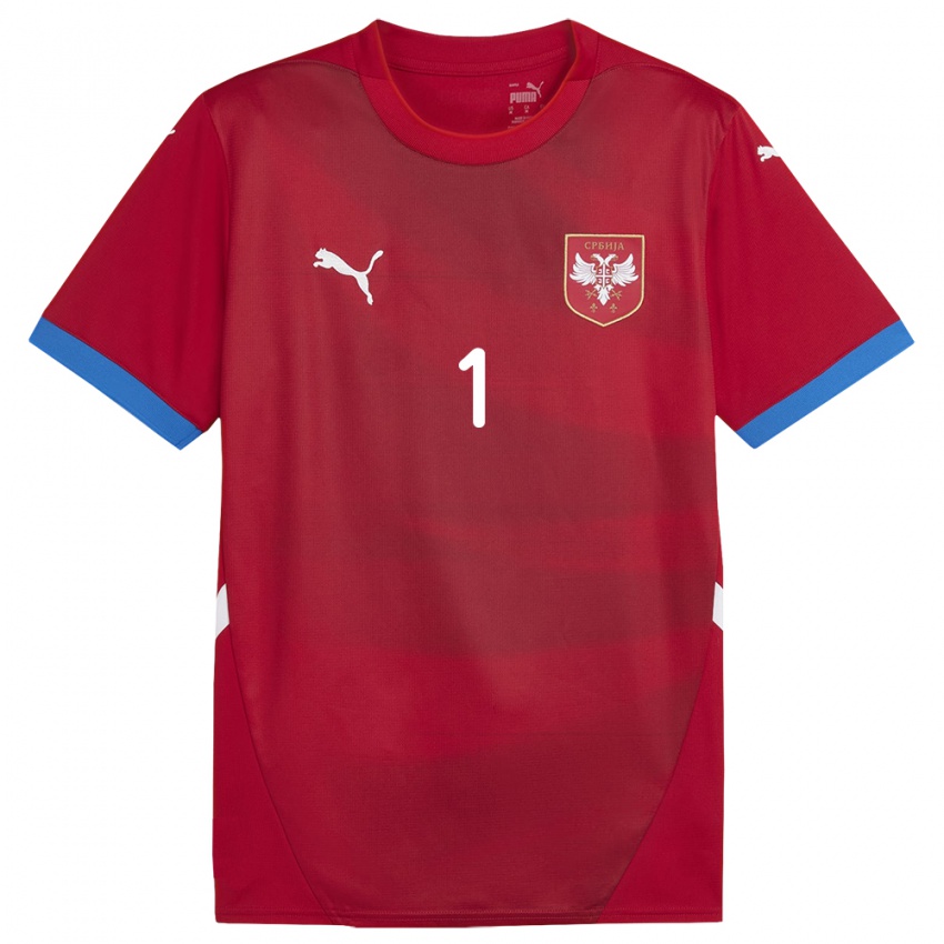 Damen Serbien Milica Kostic #1 Rot Heimtrikot Trikot 24-26 T-Shirt Österreich